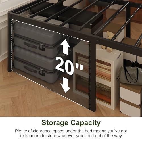 22 Inch High Heavy Duty Metal Platform Full Bed Frame, Easy Assembly, Noise Free - Black
