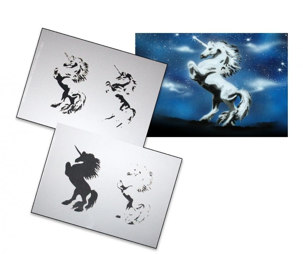 AS-021 Einhorn Step by Step Airbrushschablone Größe XL
