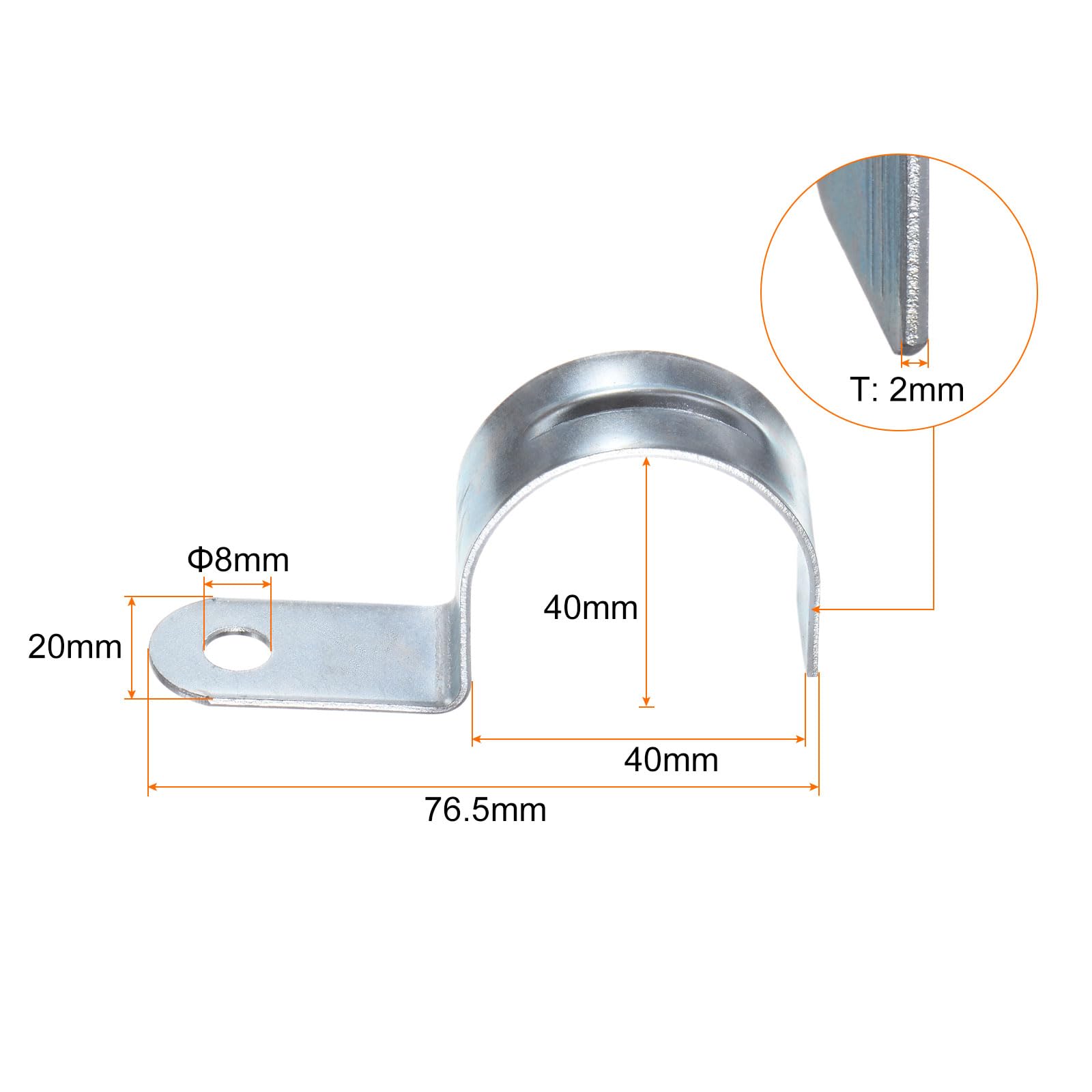 QUARKZMAN 100pcs Abrazadera Para Conduit, Abrazadera EMT De Un Agujero En Forma De U, Diámetro De Tubo De 40mm 1 9/16 Pulgadas, Para Fijación De Manguera Y Cable.
