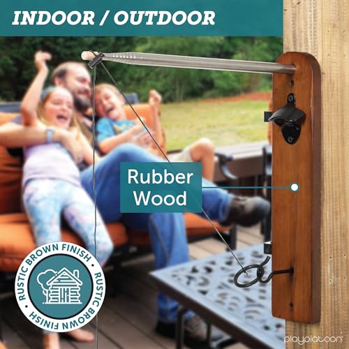 Image of Play Platoon Hook and Ring Toss Bar Game for Adults - Wood Toss Ring Game for Adults - Perfect Home, Basements, & Bar Gifts