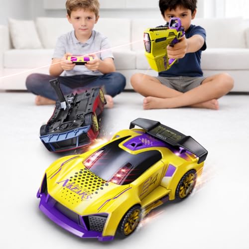 Image of Storio RC Battle Car for Kids 3-12 Years, Remote Control Car with 2 Player Shooting Game, Rechargeable Toy Car with Flip Action, RC Cars for Boys Girls, Birthday Gift