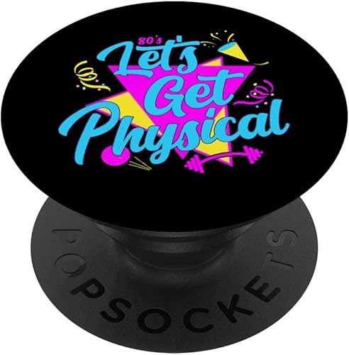 Lets Get Physical Totally Rad 80s Retro Gym Fitness Workout PopSockets PopGrip intercambiable