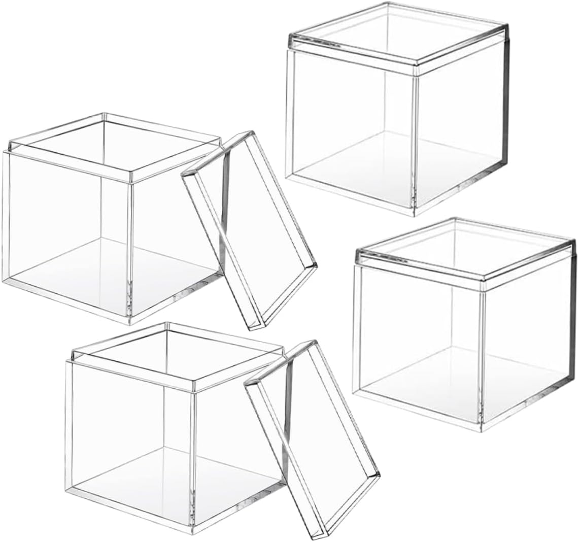 4pcs Transparent Square Storage Box Sponge Shoulder Pad Memory Card Earrings Mini Container Hard Decoration Pointed Curtain Rods Accessories Tapered Garlands Area Rugs