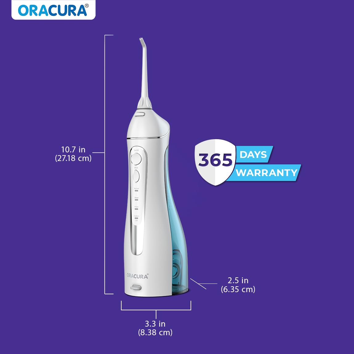 ORACURA® Smart PLUS Water Flosser® OC200 LITE White with 2 Nozzle tips | Portable & Rechargeable | Custom 8 Water Pressure Settings | 200ml Water Tank Capacity | IPX7 Waterproof | 365 Days Warranty 4