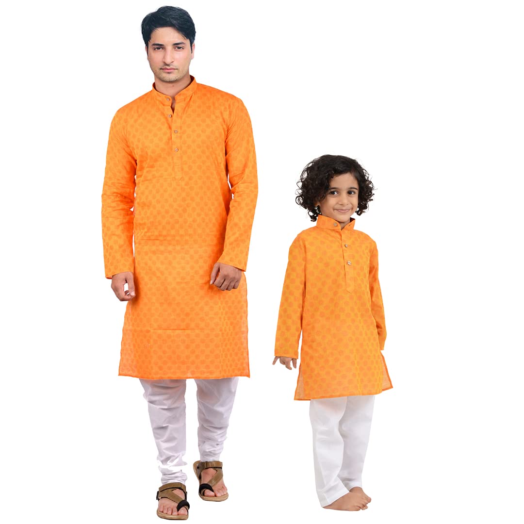maharaja Baap Beta Handloom Kurta Pyjama Set for Men and Boy-picture-26