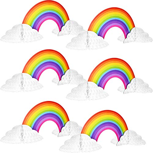 Centre de table arc-en-ciel sans plis en papier nid d'abeille rigide et stable