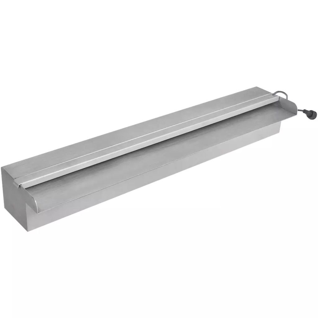 Tidyard Fontana a Cascata per Giardino Rettangolare Acciaio Inox 150 cm / 60 cm e LED / 120 cm e LED