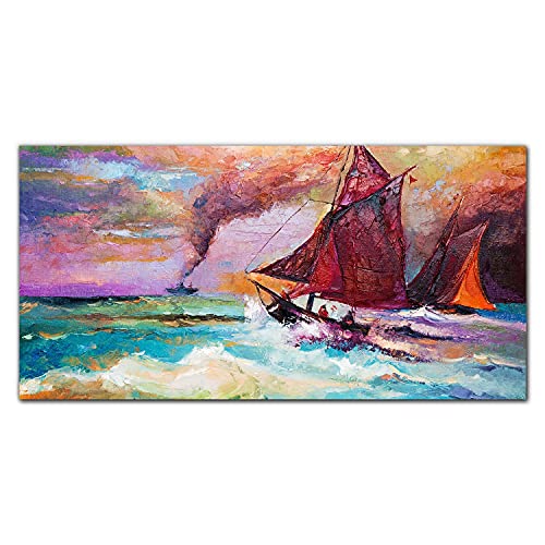 Impression sur verre vagues de navires mer decoration pour salon moderne