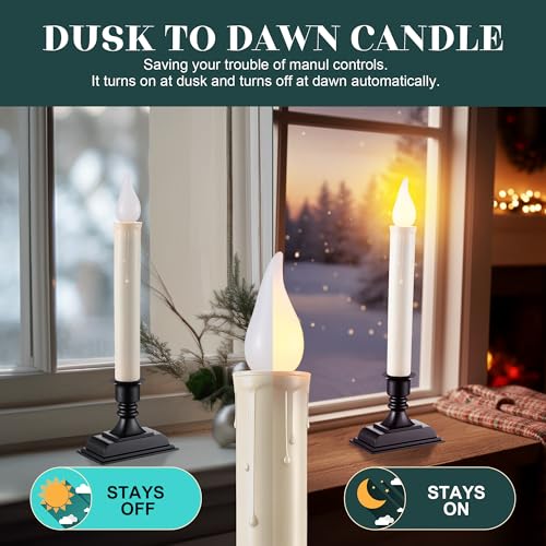 Velas LED para ventana de Enhon pack de 18 unidades con sensor de luz atardecer amanecer 2