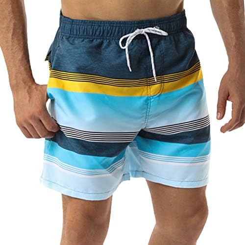 SILKWORLD Men's Swim Trunks Waterproof Bathing Suit Quick Dry Shorts with Pockets,f_Stripes,Medium