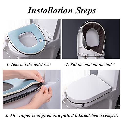 YGMXZL WC Sitzbezug,2 Stück Toilettensitzbezug Universal Wasserdichtes Dicker Kissen Wärmer WC-Sitz Cover,WC Sitzkissen mit Aufhängeschlaufe Waschbar Toiletten Sitzbezug – Bild 8