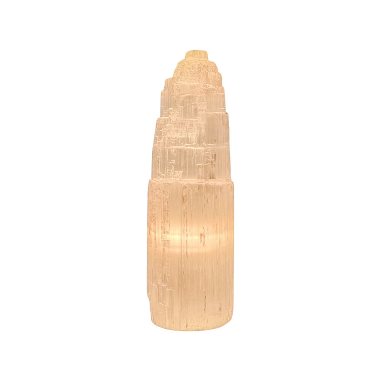 Beleuchteter Selenitkristall Eisberg, ohne Sockel, ca. 30 cm, Weiß Bis Leicht Transparent