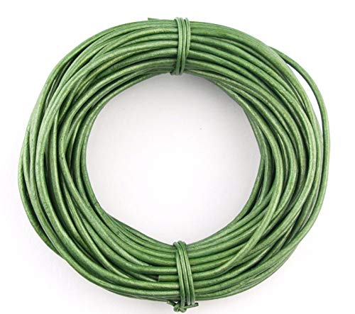 Green Metallic Round Leather Cord 1.5mm 10 Meters (11 Yards)
