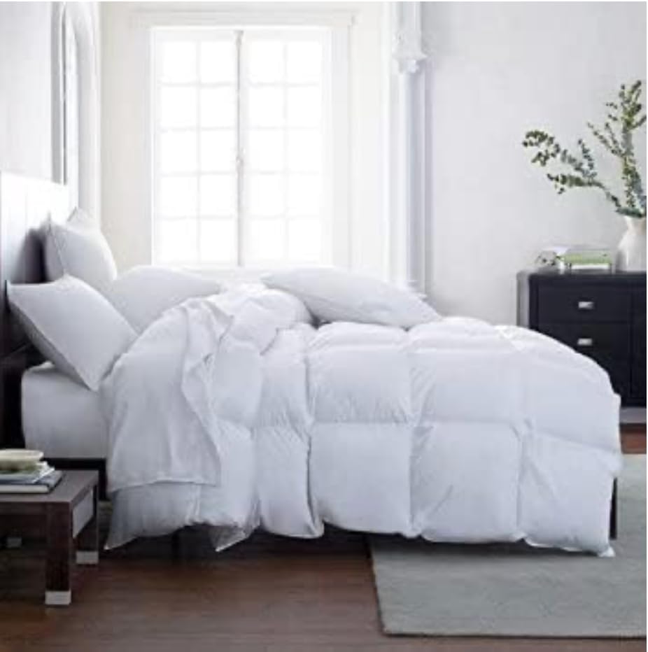 Lavish Comforts Down Alternative Oversized Queen Comforter - Extra Fluffy Duvet Insert, Hotel Queen, Puffy Thick All Season Premium Cooling Comforter - White 102 x 86