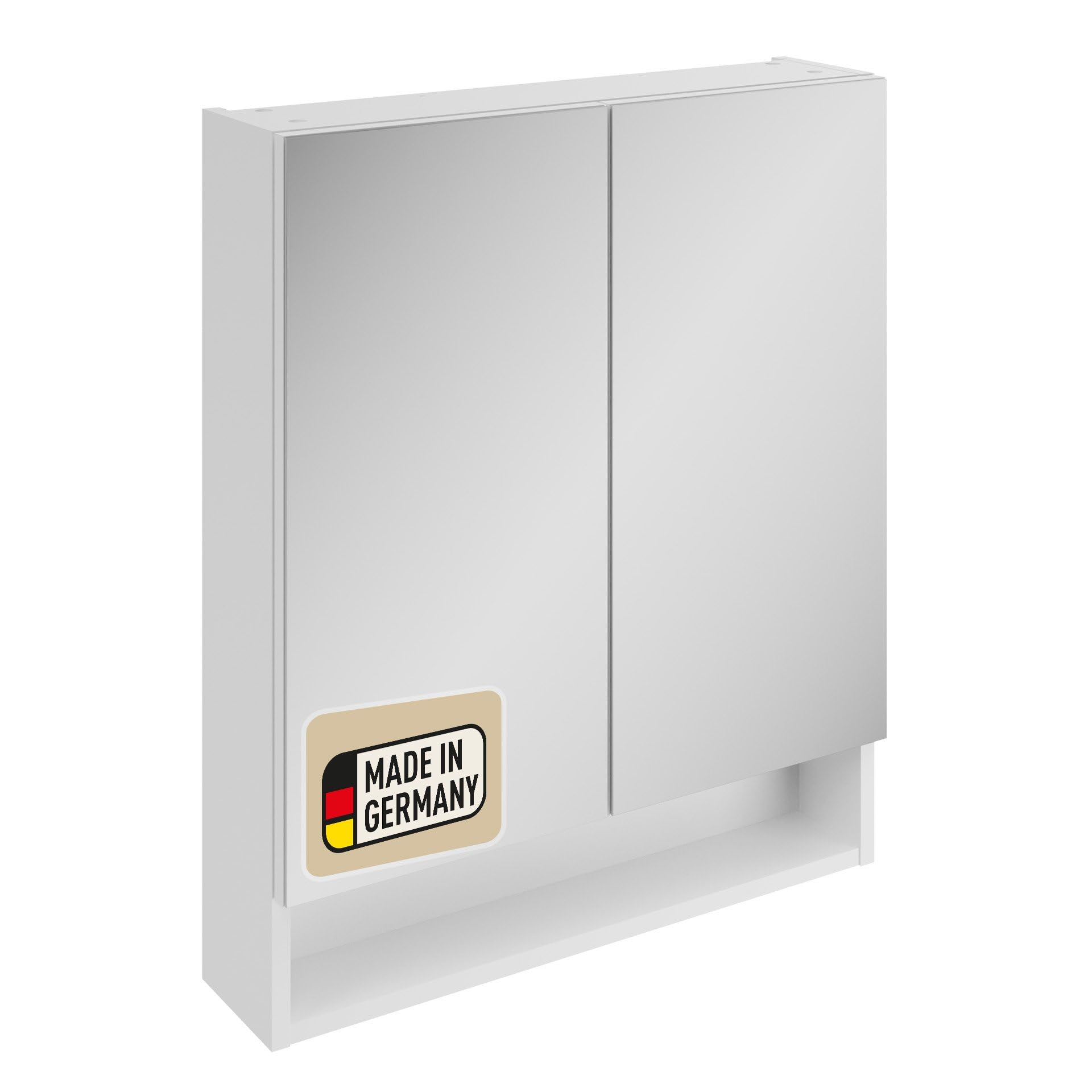 PROBUS Basic Spiegelschrank 60 cm – Moderner Spiegelschrank in Weiß mit offenem Fach und viel Stauraum – Made in Germany