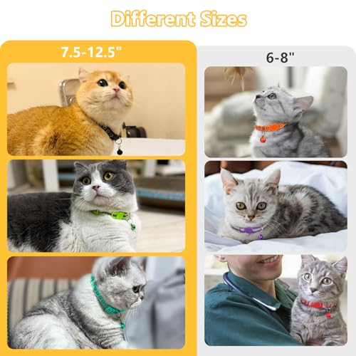 Image of Taglory 2 Pack Cat Collar with Bell, Breakaway Buckle and Reflective Strip | Adjustable 19-32 cm, Quick Release Clip, Kitten and Adult Cats, Spare Collar Included, Indoor Outdoor Use