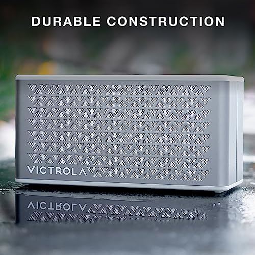 Image of Victrola Music Edition 2 - Tabletop Bluetooth Speaker, IP67 Water & Dust Resistant, 20 Hr Battery Life, Multi-Speaker Pairing, Premium Sound & Passive Bass Radiator, Wireless & USB-C Charging (Silver)