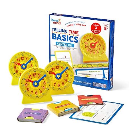 hand2mind Telling Time Basics Center Kit, Numberline Learning Clock, Kids Clock Learning, Teaching Clock, Telling Time Teaching Clock, Clock for Kids Learning to Tell Time, Kids Learning Clock Cover