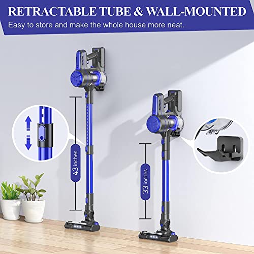EICOBOT Kabelloser Staubsauger, 20 kpa starke Saugkraft, 6-in-1, leichter leiser Stab-Staubsauger mit 30 min langer Laufzeit, abnehmbarer Batterie, perfekt für Teppiche, Hartholz, Böden, Königsblau – Bild 7