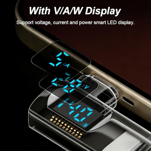 Image of Verilux PD 140W USB C to Type C Connector with LCD Display, Right Angle Type C Connector Support 40Gbps Data Sync & 8K@60Hz Video for iPhone 17 /16 /15, MacBook and More USB-C Devices, Black