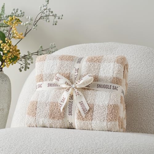 Snuggle Sac Manta Térmica Tejida Cuadros Beige 50x60 Pulgadas miniatura 3