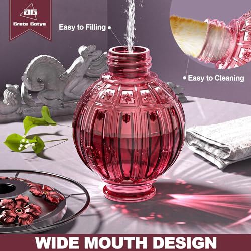 image for Grete Gotye 2 Pack Glass Hummingbird Feeder for Outdoors Hanging, Bird