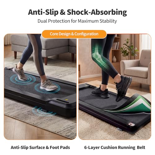 Image of NEWBULIG Under Desk Walking Pad Treadmill, Portable Compact Electric Treadmill with Remote Control, Quiet Fitness Equipment & LED Display for Home & Office, Black&Sliver