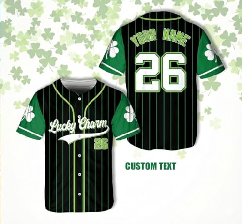 Personalized St Patrick's Day Baseball Jersey - Custom Saint Pattys Tee & Irish Jersey with Name & Number, Funny St Patrick's Day Outfit Shirt Women Men miniatura 2