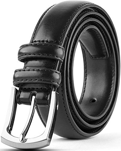 Synthic Apparel Belts For Men Men's Genuine Leather Dress Belt Classic Stitched Design 30mm 'ALL LEATHER' Black Size 36