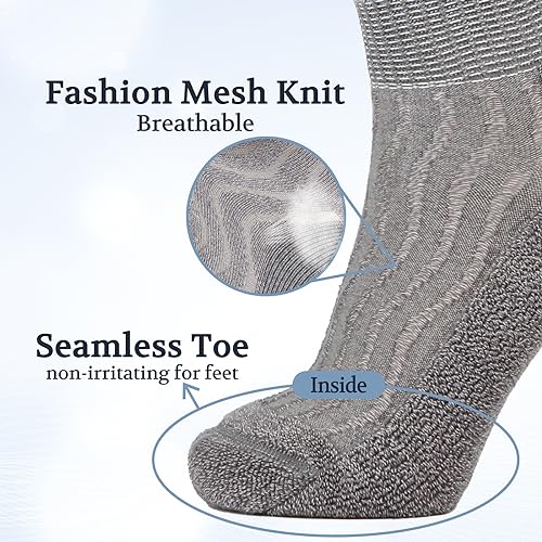 Image of +MD Bamboo Viscose Ankle Diabetic Socks for Men & Women, 6 Pairs, Soft Cushioned, Non-Binding Loose Top, Extra Wide