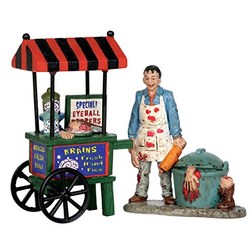 Lemax Zombie Brains Foodcart Set of 2 - 2015 Polyresin Halloween Figurines Set - Reddish-Purple