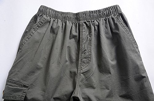 Men Cotton Twill Elastic Waist Drawstring Cargo Short With Pockets Army-02 42 #TOP4