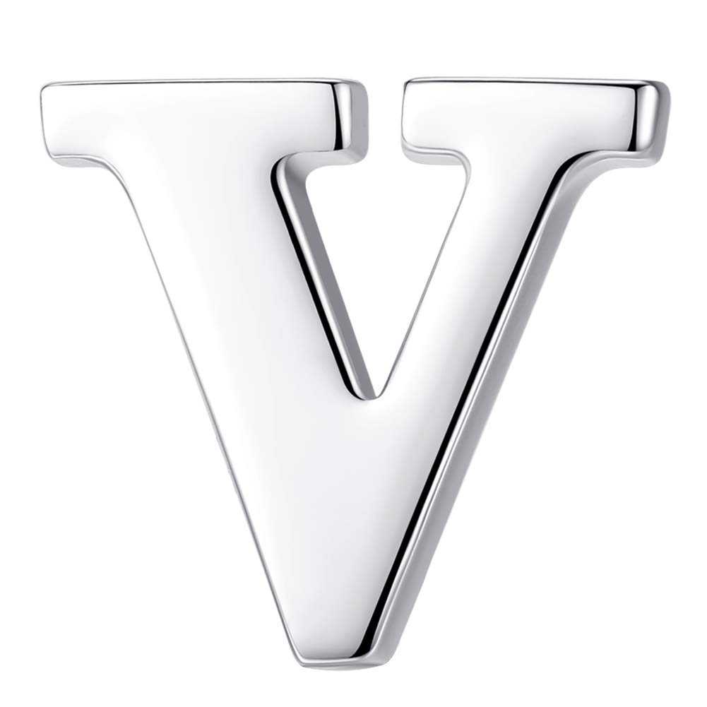 HONEY BEAR Silver Initial Letter Tie Lapel Pin Brooch for Men Women Shirt