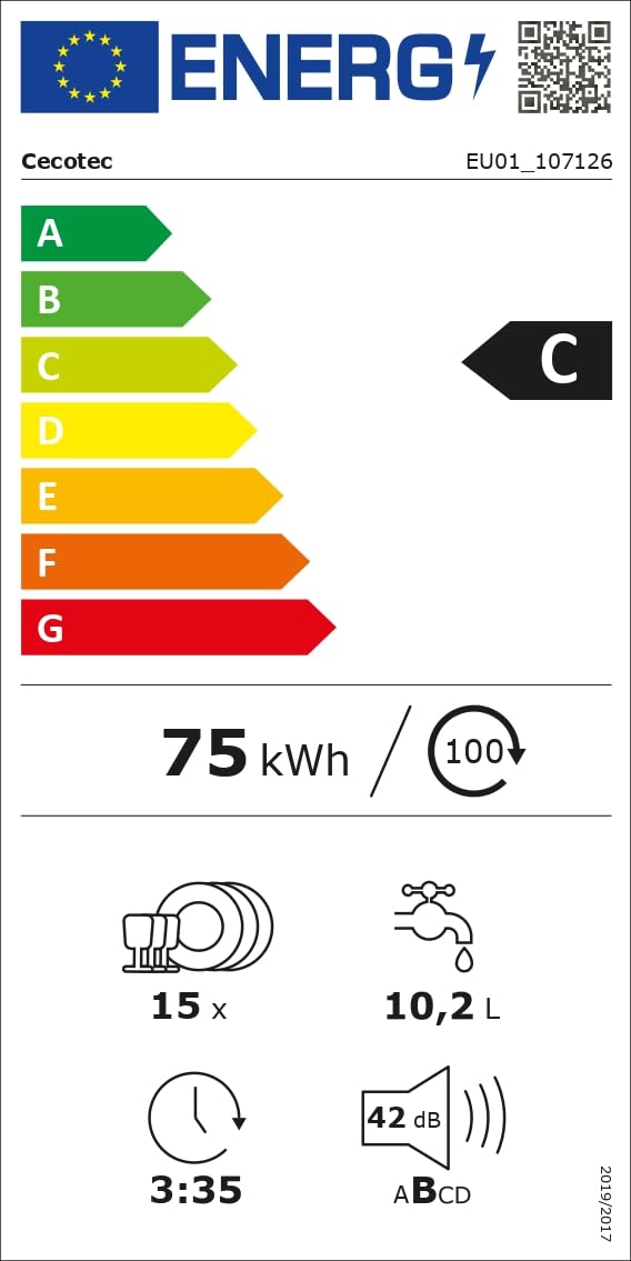Cecotec Bolero Aguazero 6620 C Lave-vaisselle Compact 60 cm 1850W 15 Couverts 8 Programmes Moteur Inverter Écran FullColor XXL Smart Wash Turbo Dry+ AutoClean Demi-charge Départ Différé