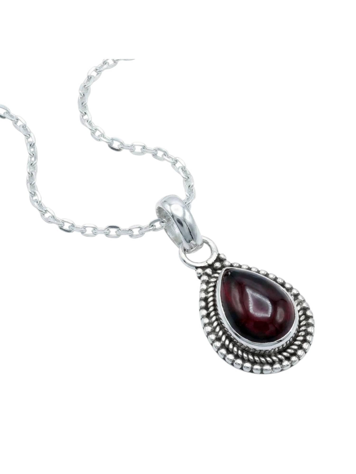 mantraroma Silberkette Damen 925 mit Edelstein | echtes Silber, echte Steine zur Auswahl, Kettenanhänger am Silberkette, Länge wählbar, handarbeit, im Geschenkbeutel