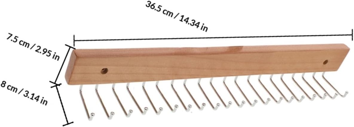 PRETYZOOM 2pcs Wall Mounted Tie and Belt Rack Wooden Rotating Belt Organizer with 20 Hooks Space-Saving Closet Storage for Men’s Accessories Bedroom Entryway