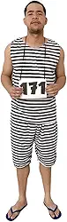 Fantasia Adulto Masculina Presidiário 171 Listrado Cosplay Carnaval