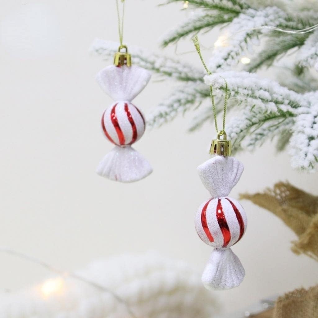 Merry Christmas Decorations for House, 18Pcs Christmas Decorations Red and White Candy Christmas Decorations for Home Outdoor Indoor