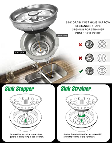 Colador para fregadero de cocina con tapón de goma 3.25 pulg miniatura 2