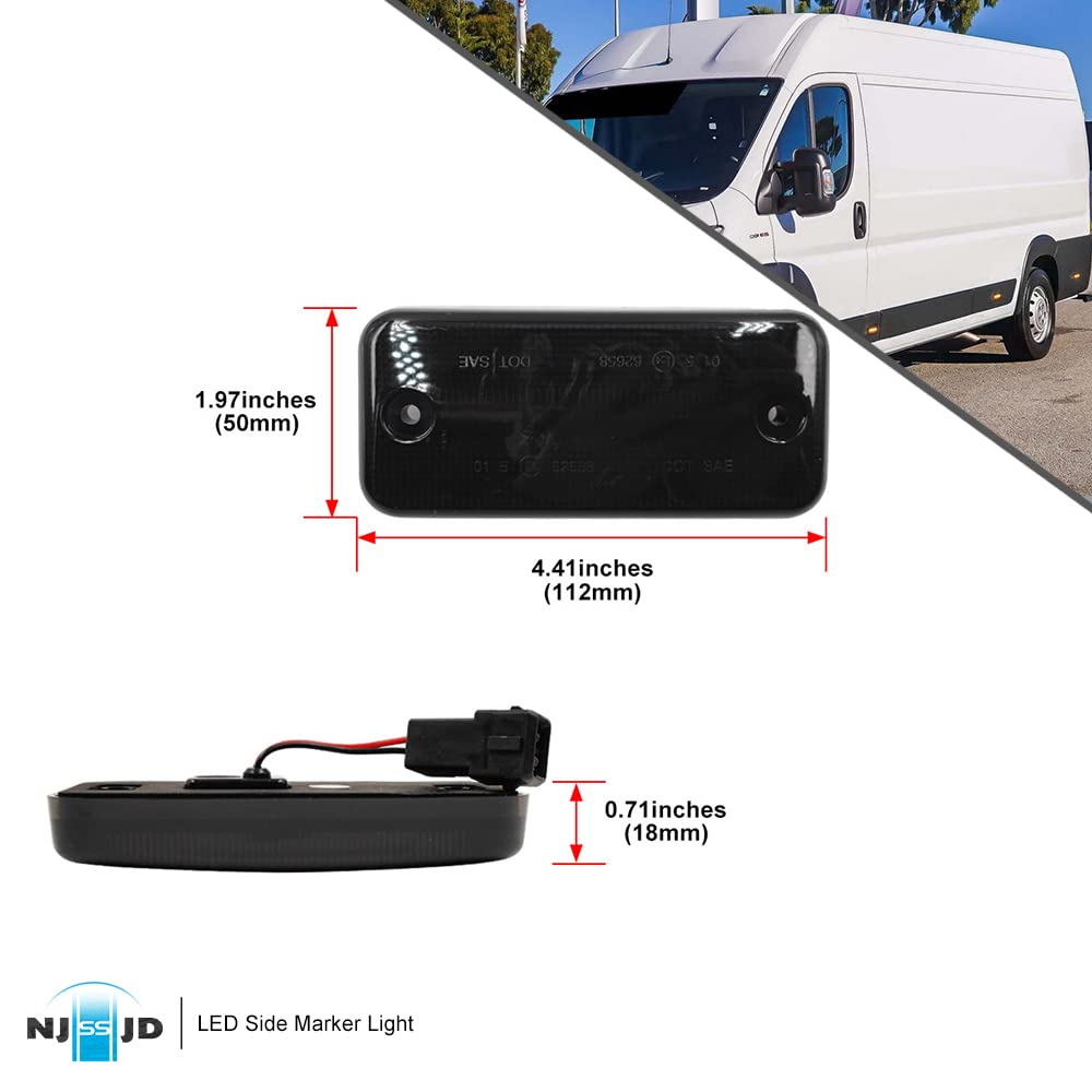 njssjd LED Side Marker Lights 12-24V for 2006-up F.iat Ducato C'itroen Jumper Relay Peugeot Boxer I-veco Daily Led Side Marker Clearance Light 6pcs (Smoked Lens