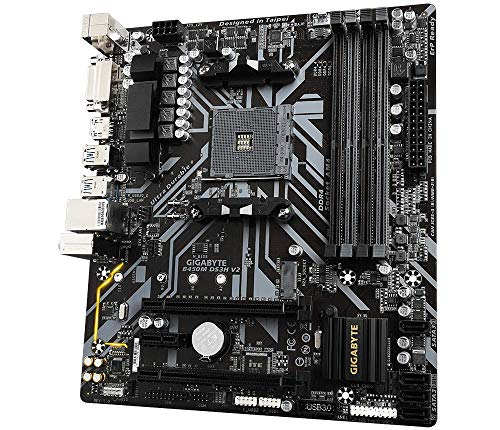 GIGABYTE B450M DS3H V3 (AMD Ryzen AM4/Micro ATX/M.2/HMDI/DVI/USB 3.1/DDR4/Motherboard) - Image 2