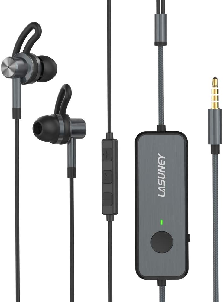 Lasuney Active Noise Cancelling Earbuds, Active Noise Cancelling Earphones, 20H Playtime ANC Wired Earbuds in Ear Stereo Awareness Monitor Headphones with Microphone and Built-in Magnets