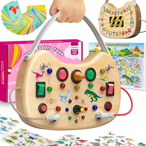 Image of Montessori Busy Board LED Light Switches,Toddler Toys for 1 2 3 Years Old