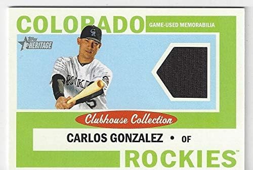 Carlos Gonzalez Clubhouse Collection Game Used Jersey Memorabilia Collectible Baseball Card - 2013 Topps Heritage Baseball Card #CCR-CG (Colorado Rockies) Free Shipping
