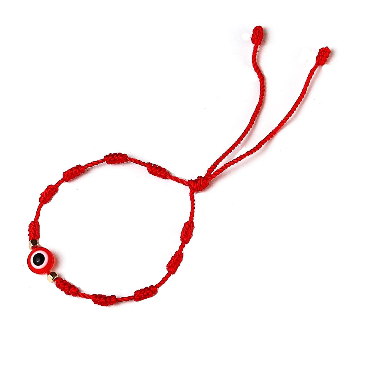 Caiyao Evil Eye Bracelet - Handmade Adjustable Red Black String Knot Lucky Kabbalah Protection Bracelet