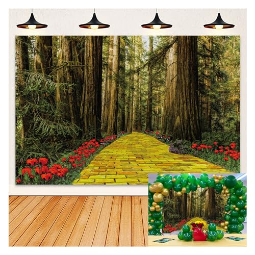 Toile de fond photo route jaune rideau coquelicot vert 2,4m