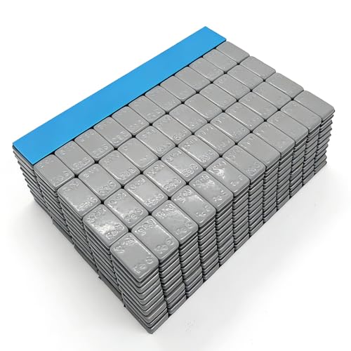 VDQVD 3KG Masses d'équilibrage Gris I Poids Autocollants en Acier I 50 x Barre Adhésive avec Rebord Détachable 12 * 5g I Zinguées et Plastifiées