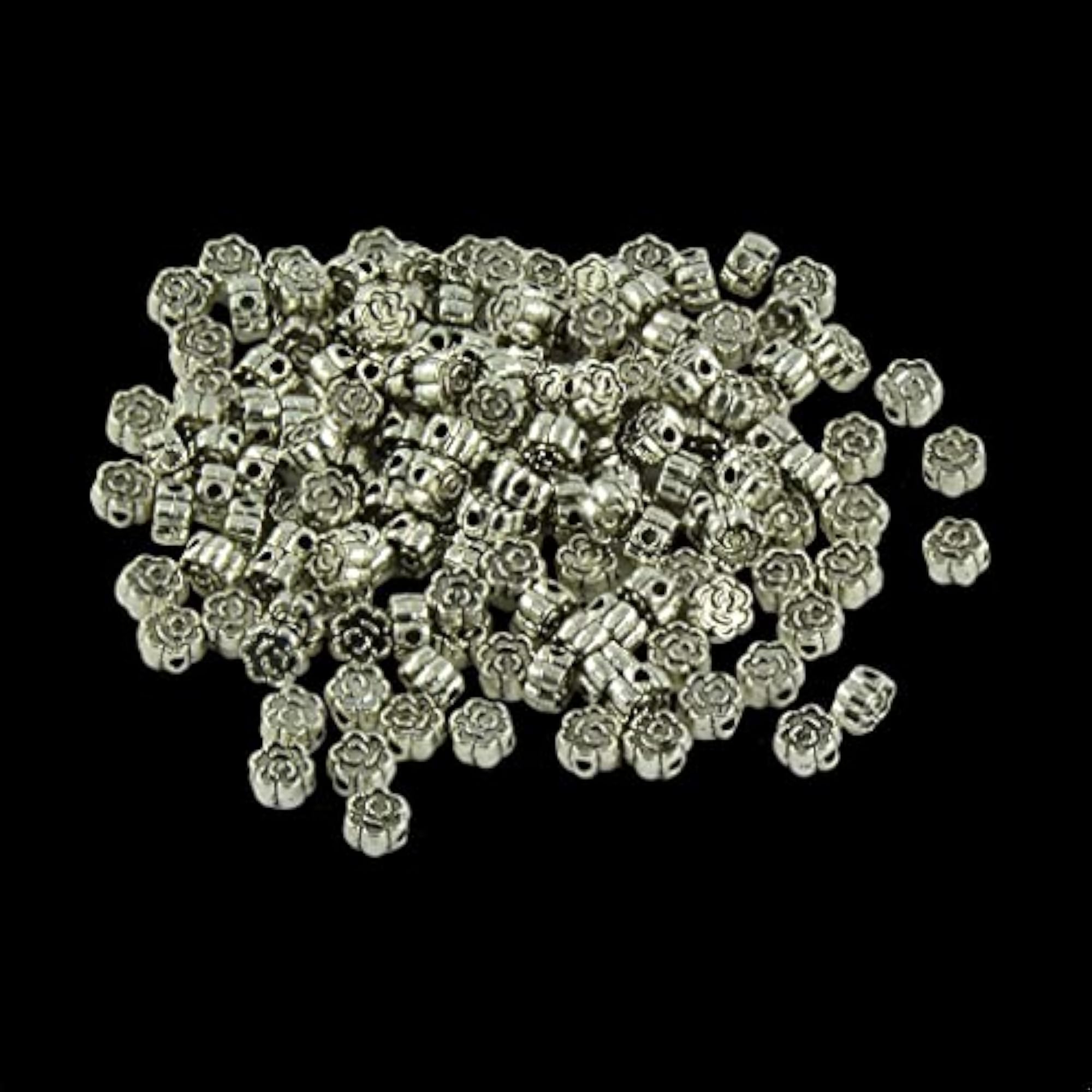 100 Pieces Tibetan Silver Rose Flower Spacer Beads
