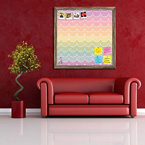 Image of ArtzFolio Wavey | Bulletin Board Notice Pin Board | Vision Soft Board Combo with Thumb Push Pins & Sticky Notes | Antique Golden Frame | 24 x 24 inch (61 x 61 cms)