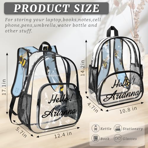Bee Personalized Small Clear Backpack Heavy Duty for Stadium Approved Custom Colorful Bee PVC Transparent Backpack with Name See Through Bag for Concerts4